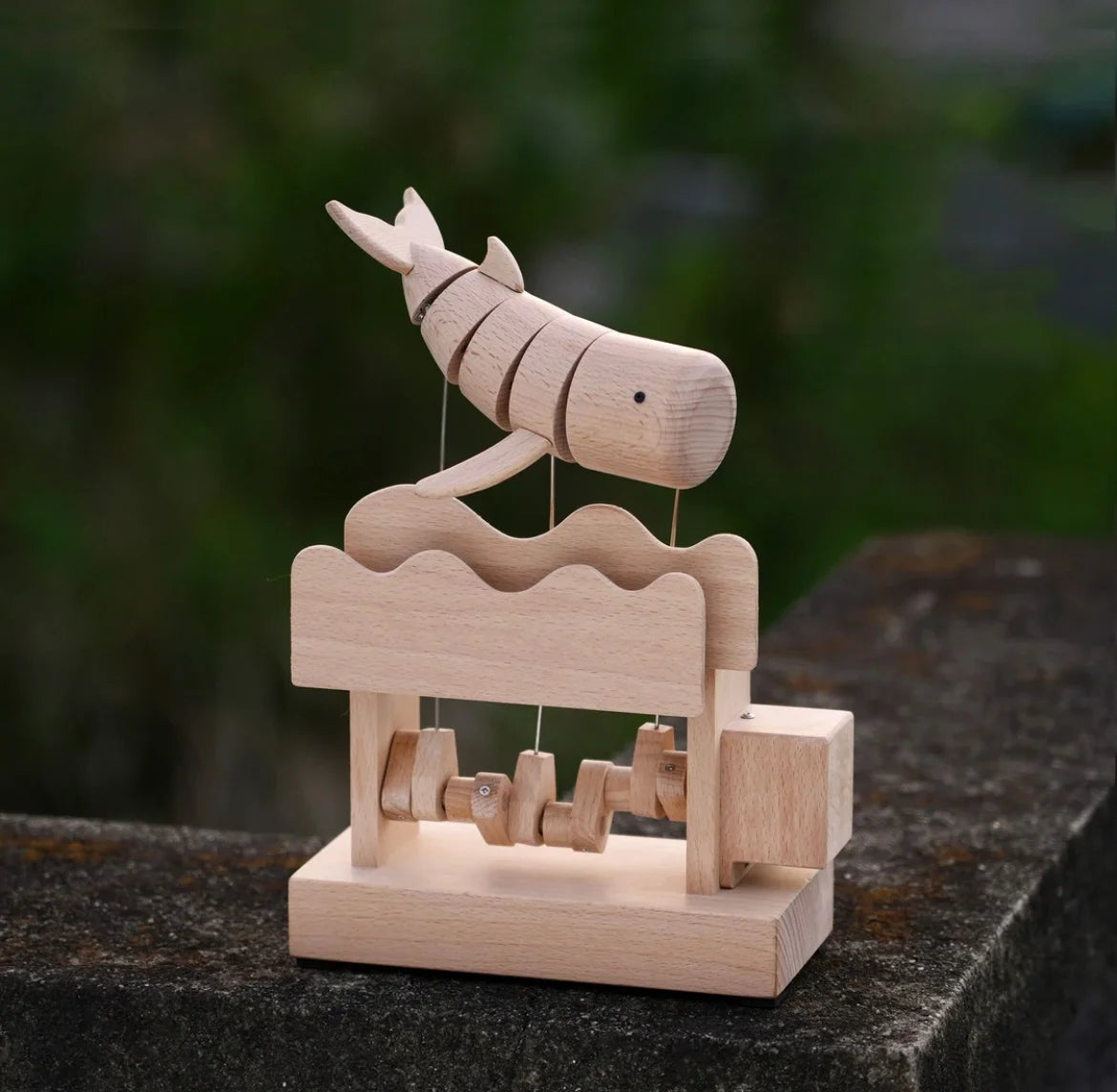 Cute Wooden Mechanical Whale Automata