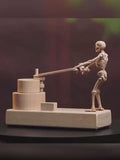 Wooden Skeleton Automaton Grinding Mill - Wooden Mechanical Toy - Fortune Turns - Money talks