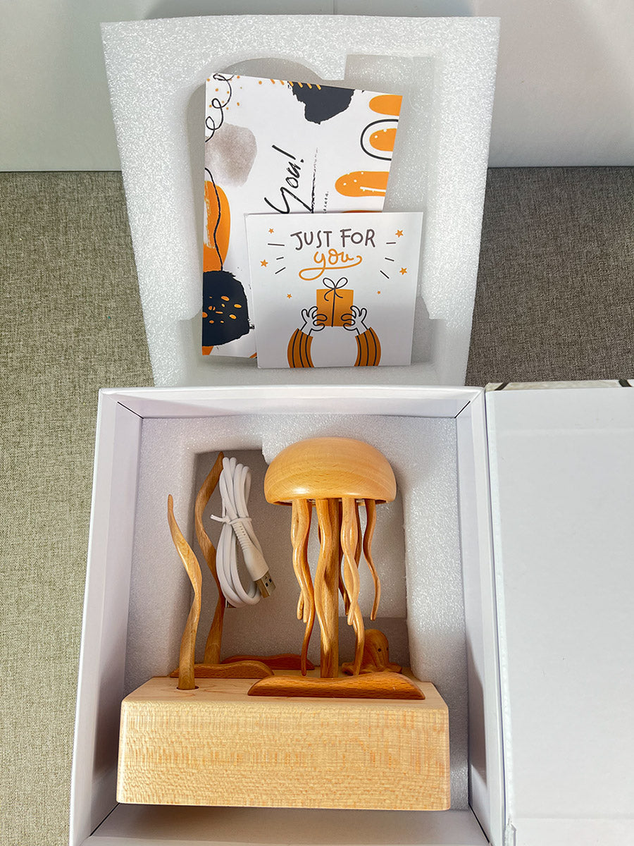 Mechanical Jellyfish-Shaped Wooden music box with Bluetooth speaker