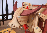 A mechanical wooden model of the Wooden Bull and the Flying Horse