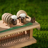 Three sheep that bring prosperity-Handcrafted wooden ornament