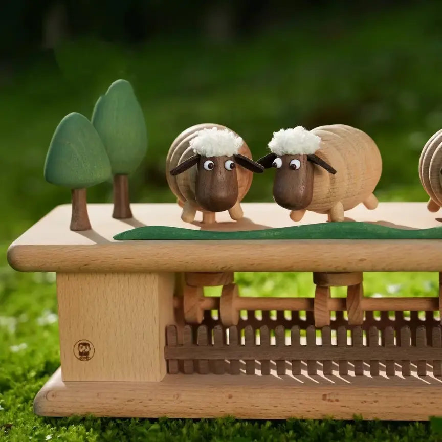 Three sheep that bring prosperity-Handcrafted wooden ornament