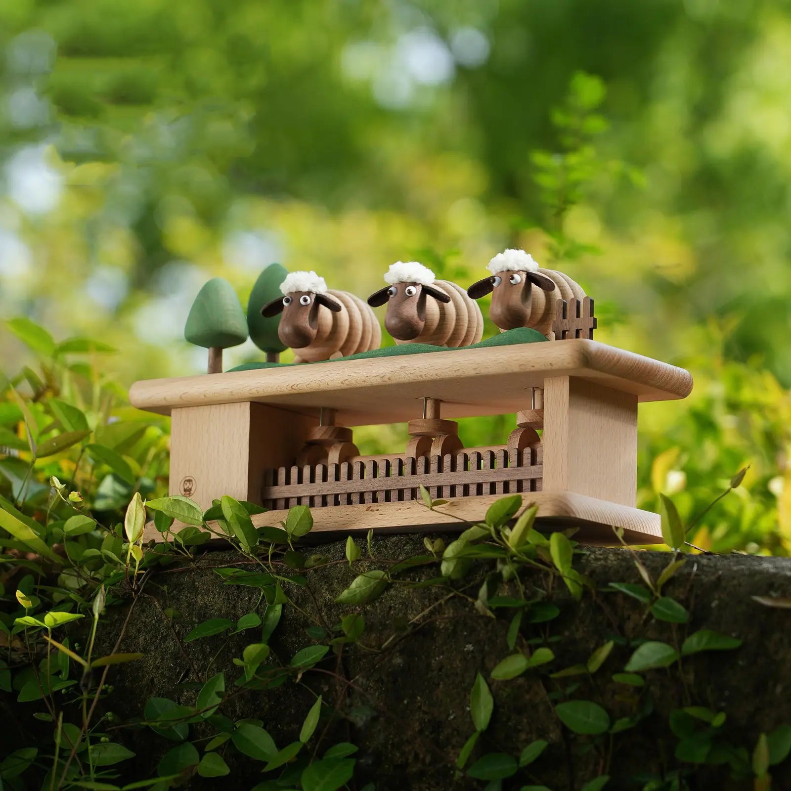 Three sheep that bring prosperity-Handcrafted wooden ornament