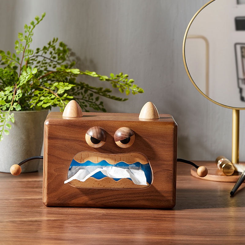 Little Monster Walnut Wood Tissue Box - Mike Uncle
