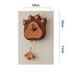 Cartoon Wall Clock with Fish and Bear Paw Design, Made of Walnut Wood