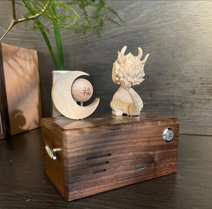 China Año del Dragón Caja de música mecánica de madera creativa-Ornamento de caja de música de madera