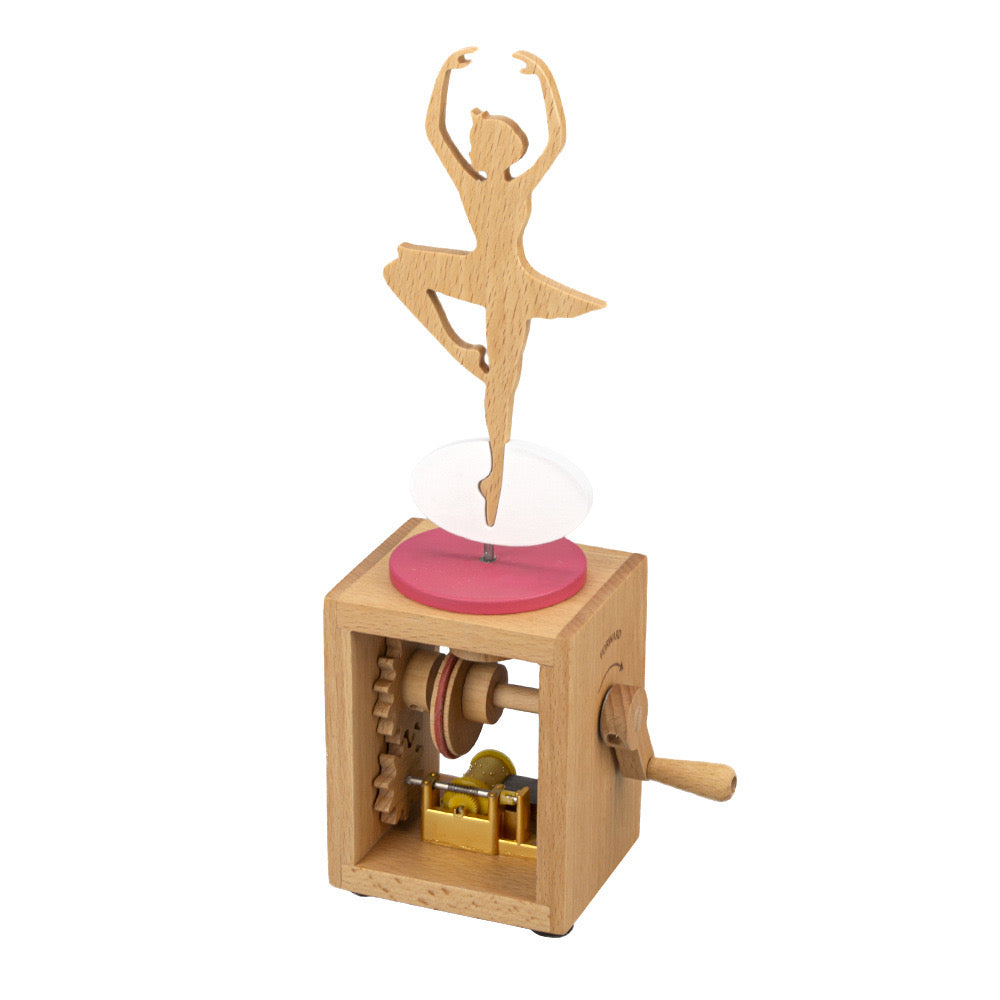 Ballerina Dancer Hand-Cranked Wooden Music Box