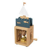 Ocean Sailboat Hand-Cranked Wooden Music Box